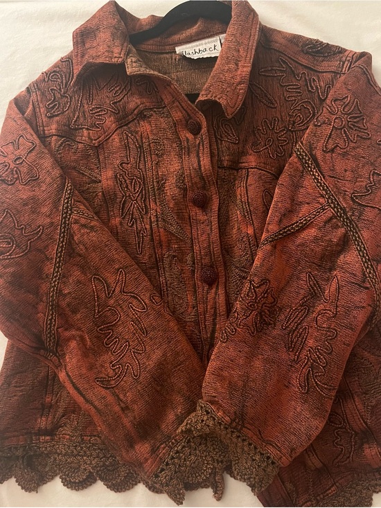 Flashback Jackets & Blazers - Unisex Rust Embroidered Jacket